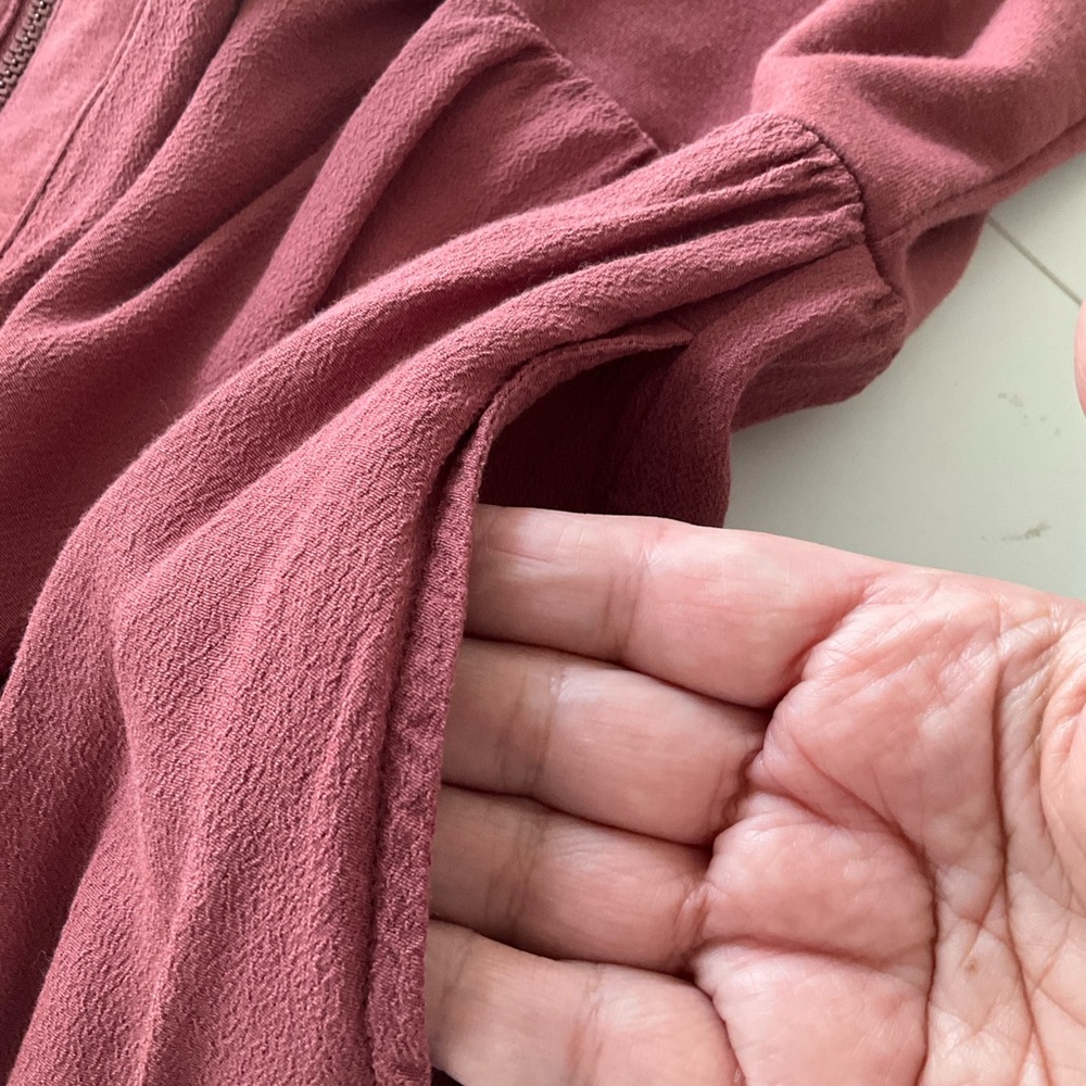 LOGO by Lori Goldstein Dusty Rose Hooded Zip‑Front Top - Picture 9 of 9